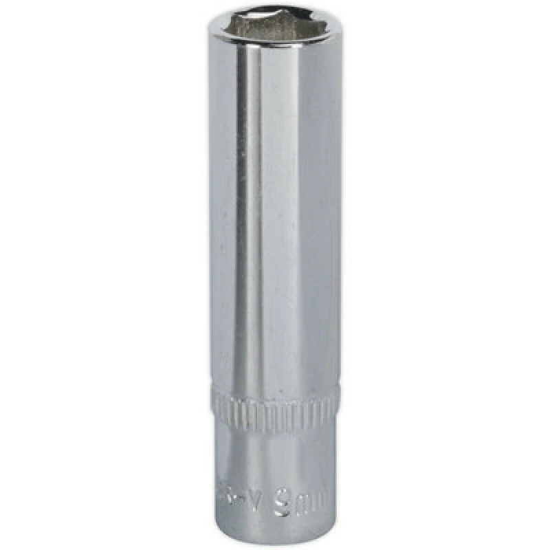 Image of Loops 9mm Forged Steel DEEP Drive Socket - 1/4" Square Drive Polished Chrome Vanadium Metallics