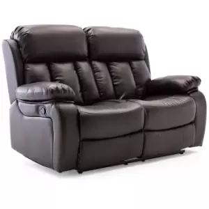 Image of Chester high back manual bond grade leather recliner 3+2+1 suite sofa armchair set brown 2 seater - Brown