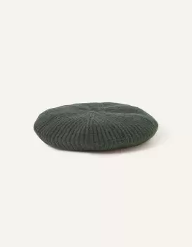 Image of Accessorize Ribbed Knit Beret Green