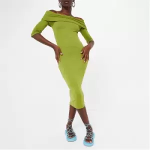 Image of I Saw It First Rib Bardot Midaxi Dress - Green