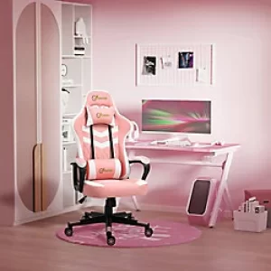 Image of Vinsetto Racing Gaming Chair with Lumbar Support, Headrest, Gamer Office Chair, Pink White