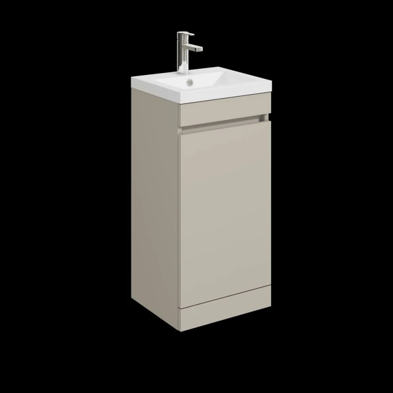 Image of Balterley 400mm Floor Standing 1 Door Unit with Polymarble Basin - Pebble Grey Grey Unisex