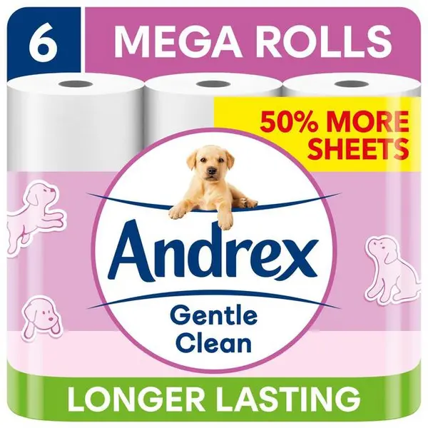 Image of Andrex Gentle Clean 6 Mega Toilet Roll