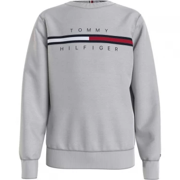 Image of Tommy Hilfiger Flag Rib Crew Neck Sweatshirt - Grey PZ1