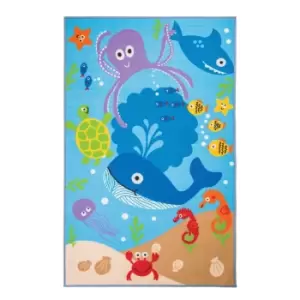 Image of Flair Rugs Childrens/Kids Under The Sea Bedroom Rug (100cm x 160cm) (Blue)
