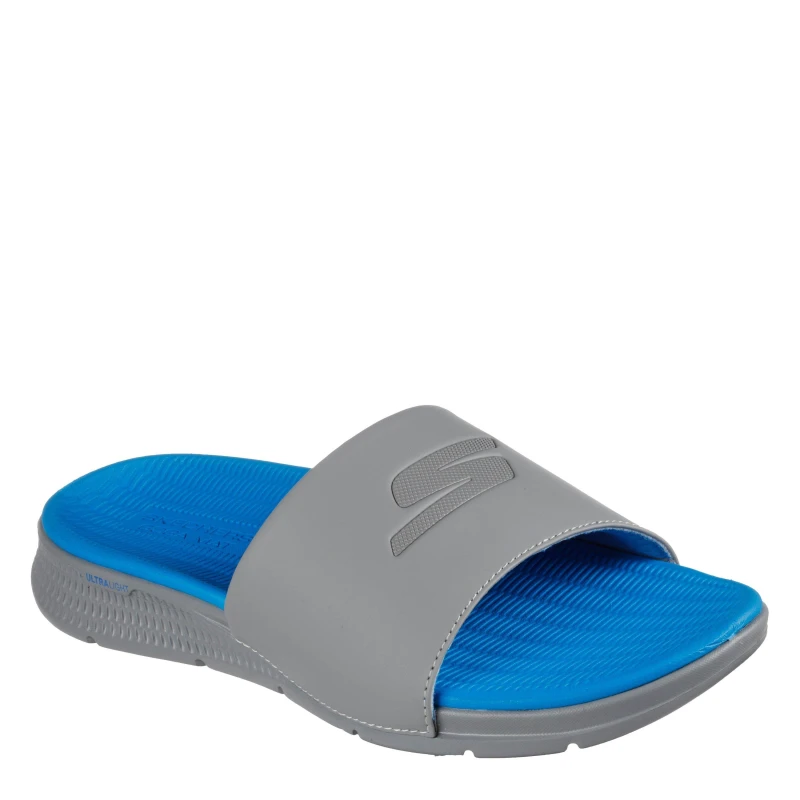 Image of Skechers Mens Flat Sandals Charcoal/Blue male 6 (39.5)