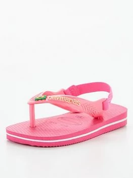 Image of Havaianas Baby Brasil Logo II Flip Flop Sandals - Pink, Size 5 Younger