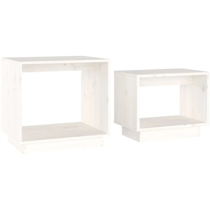 Image of VIDAXL Nesting Coffee Tables 2 pcs White Solid Wood Pine Vidaxl 8720286841181