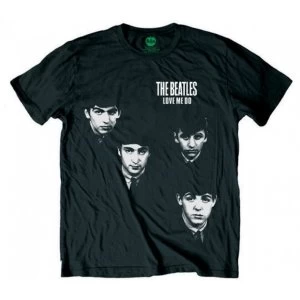 Image of The Beatles - Love Me Do faces Mens Medium T-Shirt - Black