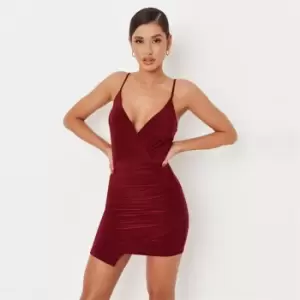 Image of Missguided Slinky Wrap Mini Dress - Red