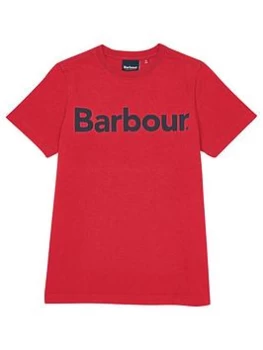 Image of Barbour Boys Essential Logo T-Shirt - Red, Size 6-7 Years