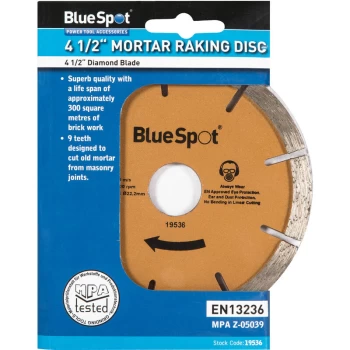 Image of 19536 115mm (4.5') Diamond Mortar Raking Disc - Bluespot