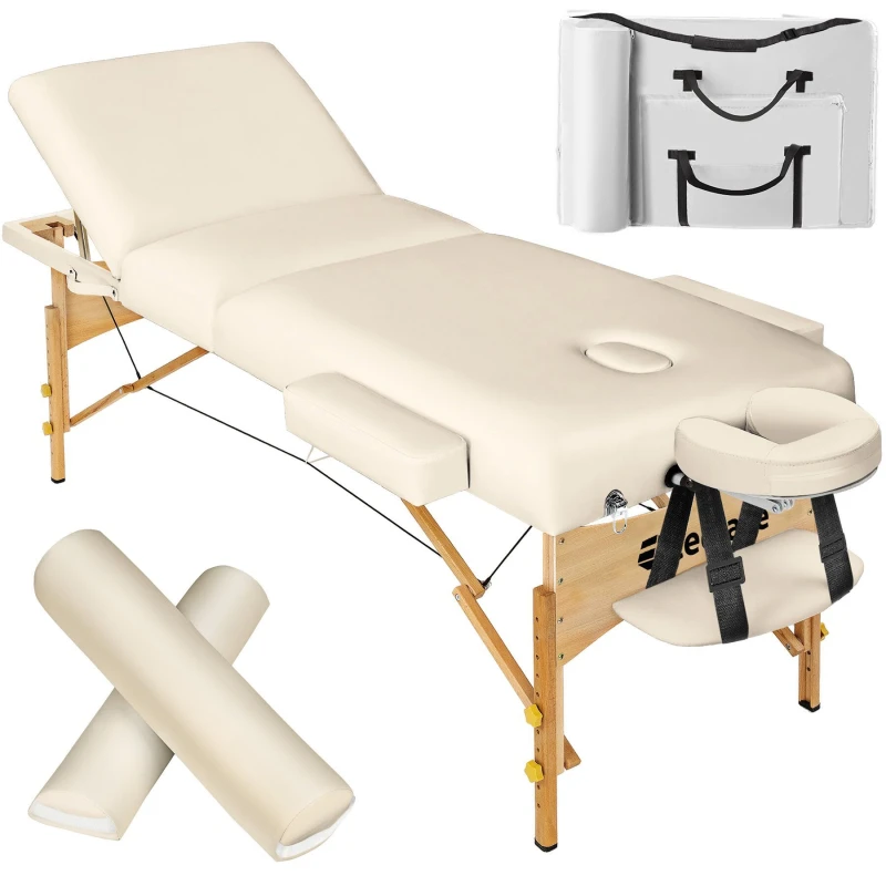 Image of tectake 3 Zone Massage Table Set Somwang in Beige Beige Unisex