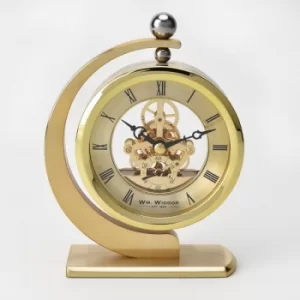 Image of WM WIDDOP Gold Aluminium Hanging Skeleton Mantel Clock
