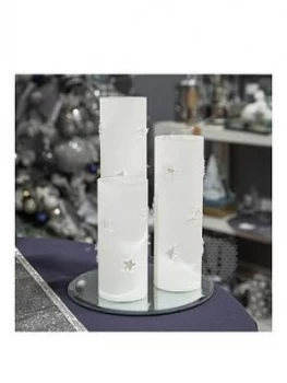 Image of Set Of 3 LED Star Frosted Glass Light Tubes With Mirror Base