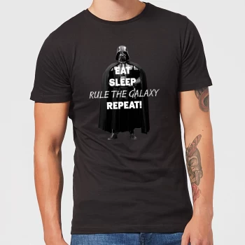Image of Star Wars Eat Sleep Rule The Galaxy Repeat Mens T-Shirt - Black - 5XL