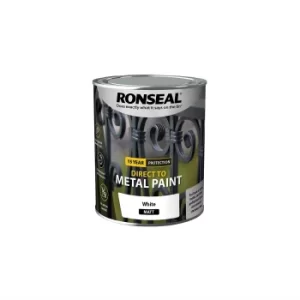 Image of Ronseal Direct Metal Paint White Matt 750ml