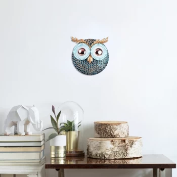 Image of Owl 3 - Copper Multicolor Decorative Metal Wall Accessory