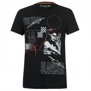 Image of Firetrap Blackseal Print Embellished T Shirt - Washed Black