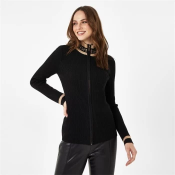 Image of Biba BIBA Logo Zip Through Cardigan - Black