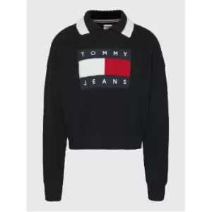 Image of Tommy Jeans Tjw Flag Collar Sweater - Black