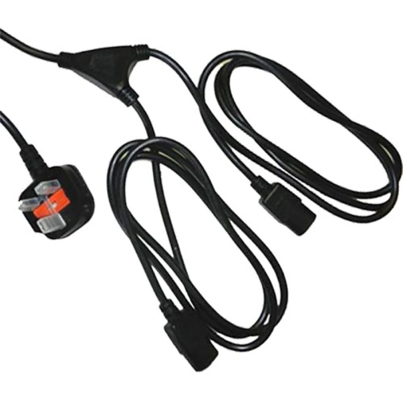 Image of Cablenet 2.5m UK (13 Amp) - 2 x IEC C13 0.5m Legs Black PVC Power Lead