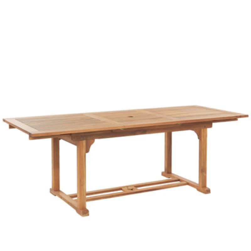 Image of Beliani Extending Garden Dining Table Java 160/220 Cm 90 Cm Acacia Wood Light Brown