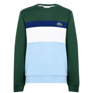 Image of Lacoste Blocked Crew Sweatshirt - Blue/Green 96Y