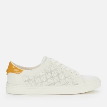 Image of Kate Spade New York Womens Audrey Leather Cupsole Trainers - Optic White/Sunglow - UK 4