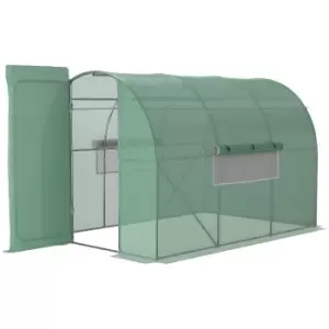 Image of Outsunny Large Walk-In Greenhouse, Plant Gardening Tunnel Hot House with Metal Hinged Door, Galvanised Steel Frame & Mesh Windows (3 x 2M)