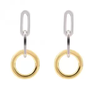 Image of Open Circle Chain Link Yellow Gold Plating Drop Earrings E6223