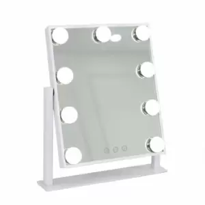Image of At Home Comforts Veronica Hardwood Portrait Mirror 9 LED Bulbs