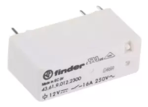 Image of Finder, 12V dc Coil Non-Latching Relay SPNO, 16A Switching Current PCB Mount Single Pole, 43.61.9.012.2300