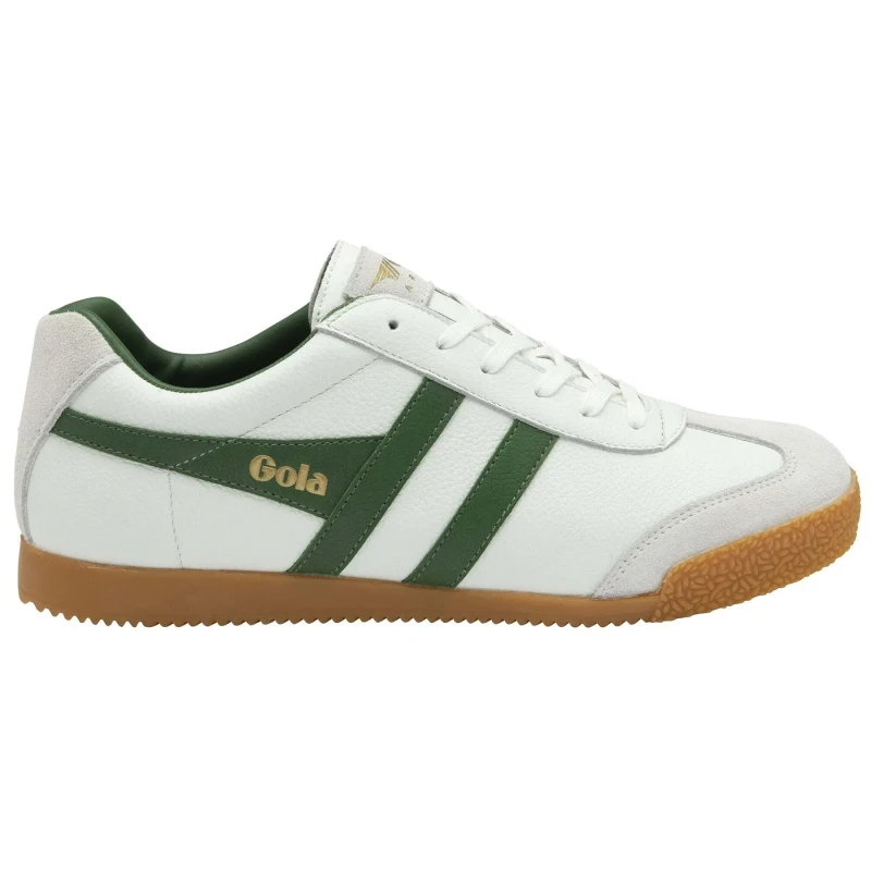 Image of Gola Mens Harrier Leather Trainers Shoes White Green - UK 9 White male PS3798WGG9