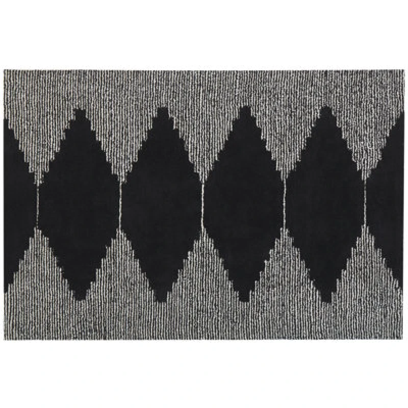 Image of Beliani Rug Bathinda Black/ White 140 X 200 Cm Cotton