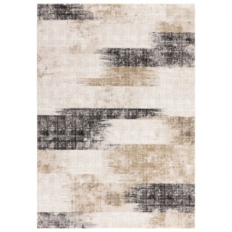 Image of Beige Abstract Luxurious Modern Easy To Clean Rug For Dining Room Bedroom & Living Room-120Cm X 170Cm