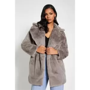 Image of I Saw It First Faux Fur Mid Length Coat - Brown
