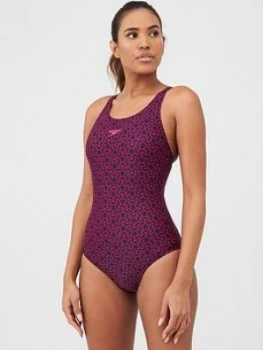 Image of Speedo Boomstar Muscleback Swimsuit - Black/Pink