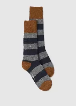 Image of Barbour Mens Houghton Stripe Socks In Asphalt/Navy