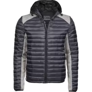 Image of Tee Jays Mens Crossover Hooded Padded Outdoor Jacket (S) (Space Grey/Grey Melange)