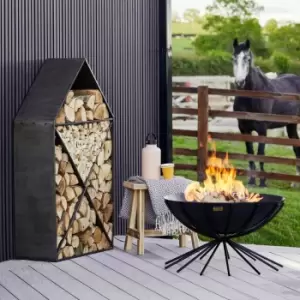 Image of Outdoor Metal Dak Fire Pit in Black H37Cm W71Cm