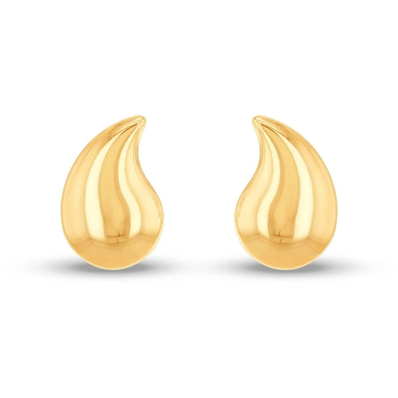 Image of Be You 9ct Gold Curved Teardrop Stud Earring Yellow Gold female One Size