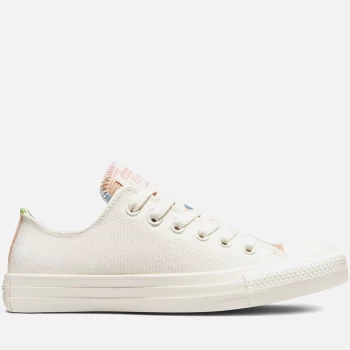 Image of Converse Womens Chuck Taylor All Star Crafted Stripes Ox Trainers - Egret/Indigo Oxide/Pink Clay - UK 4