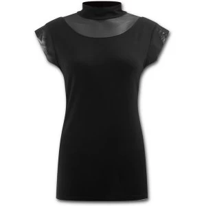 Image of Gothic Elegance Turtle Neck Fine Mesh Womens XX-Large Sleeveless Top - Black