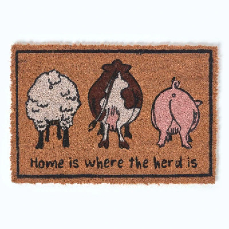 Image of Homescapes Farm Animal Coir Non-Slip Doormat Brown