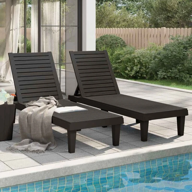 Image of VIDAXL Sun Loungers 2 pcs Black 155x58x83cm Polypropylene Vidaxl 8720845789435