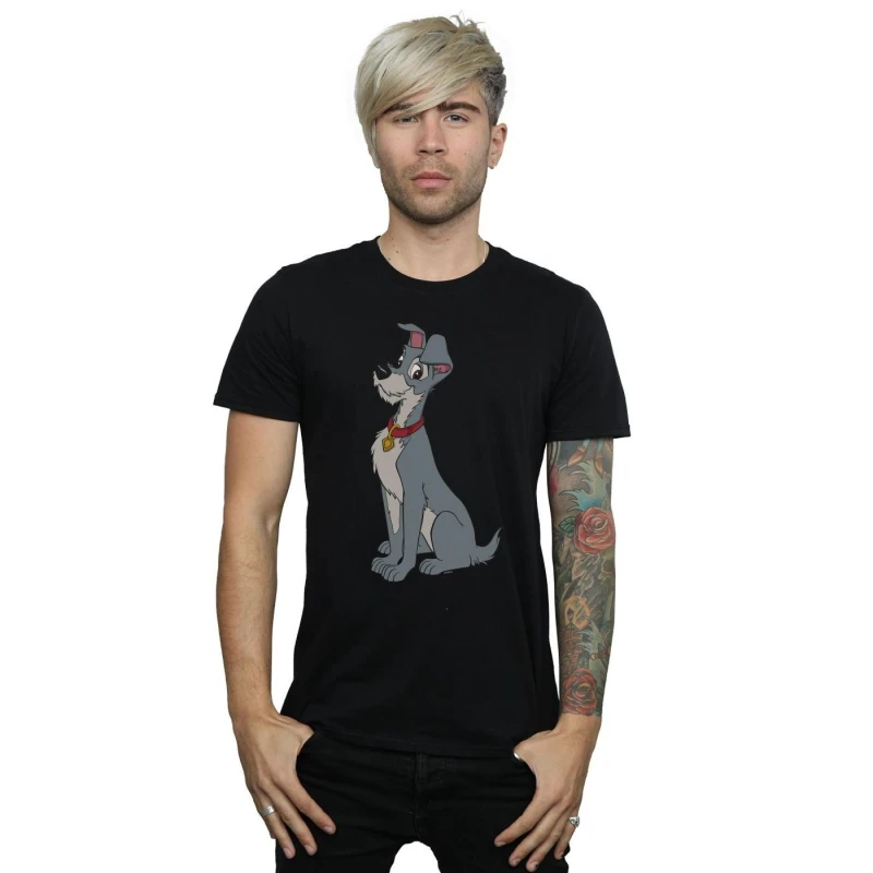 Image of Disney Men Lady And The Tramp Spaghetti Heart T-Shirt in Black Size: Small Black S Male 5059400509779