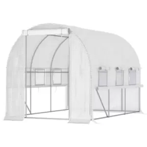 Image of Outsunny - 3 x 2 x 2m Walk-in Tunnel Greenhouse w/ pe Cover Mesh Window White - White