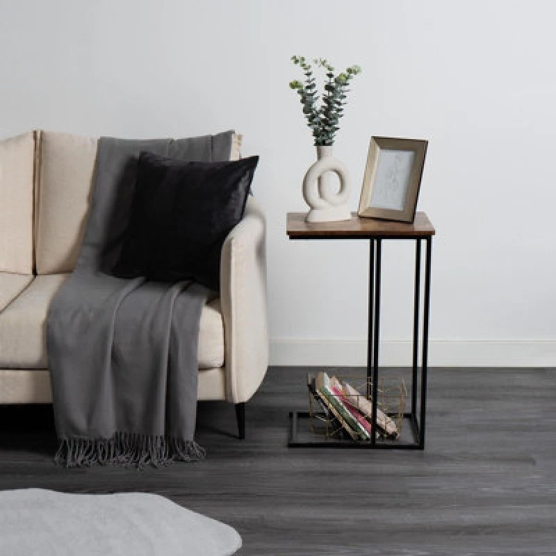 Image of OHS OHS C Shape Table Side End Living Room Furniture Bedside Nightstand in Dark Brown Dark Brown One Size Unisex 5027434183784