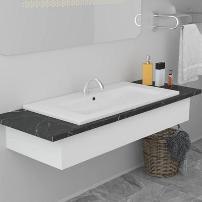Image of Vidaxl Built-In Basin 91X39.5X18.5cm Ceramic White